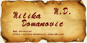 Milika Domanović vizit kartica
